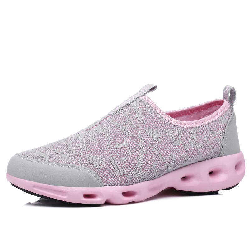 春季时尚休闲女式网布户外透气休闲鞋 浅灰37码，轻盈舒适的时尚之选